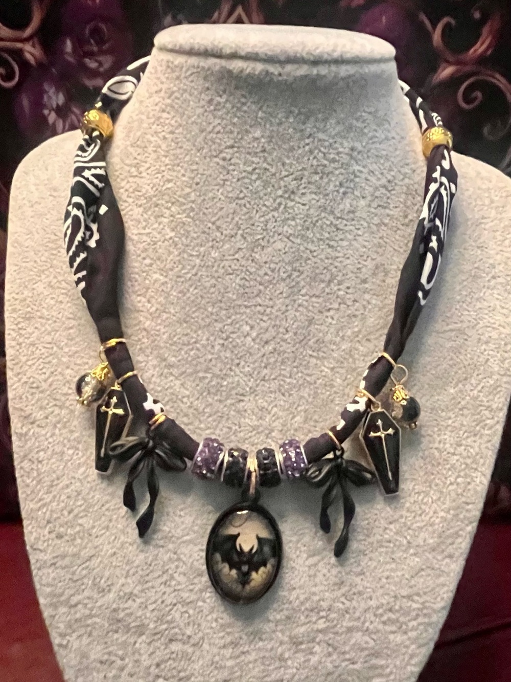 Black Bat Pendant Statement Necklace - Women Jewelry